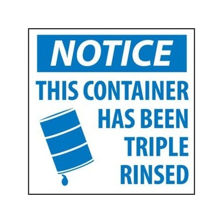 Nmc Notice This Container Has Been Triple Ri, 6 in Height, 6 in Width, Paper HW24